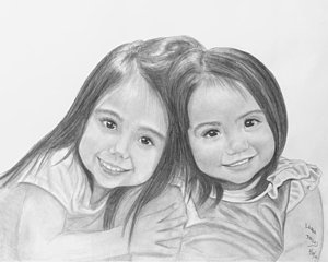 300x240 two little sisters drawing - Drawing Of Two Sisters