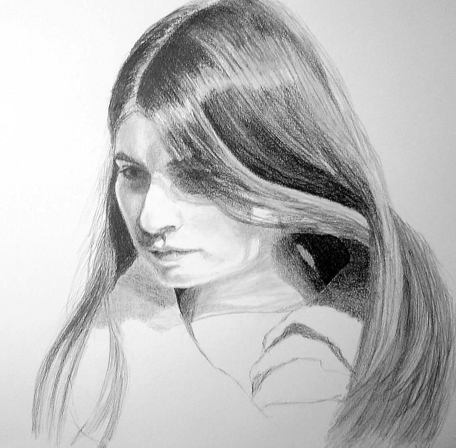 900x883 Original Sketch Of Young Woman Drawing - Drawing Of Young Girl