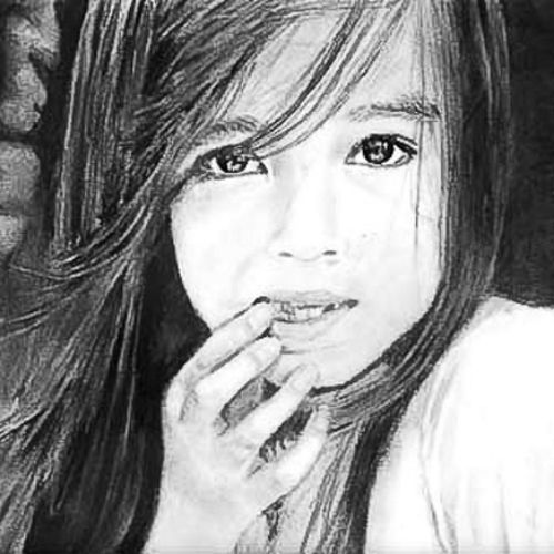 500x500 Young Girl - Drawing Of Young Girl
