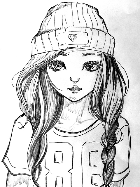 480x640 Drawing Young Girl - Drawing Of Young Girl