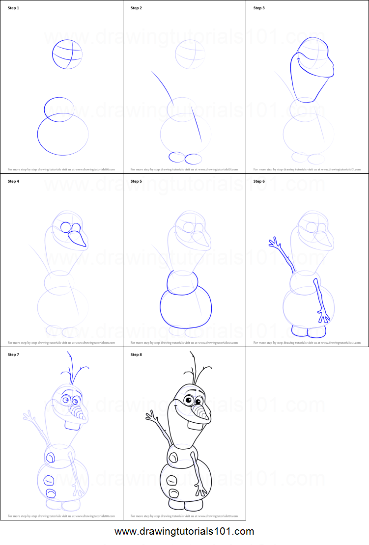 751x1110 How To Draw Olaf From Frozen Printable Step - Drawing Olaf The Snowman