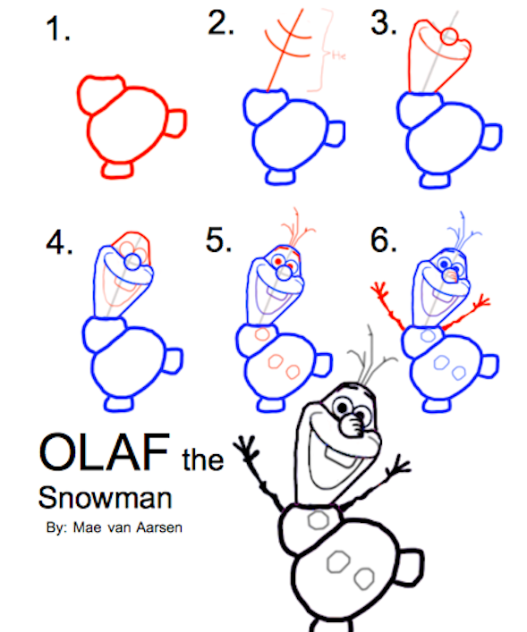 589x707 How To Draw Olaf The Snowman, Frozen, Disney Drawing - Drawing Olaf The Snowman