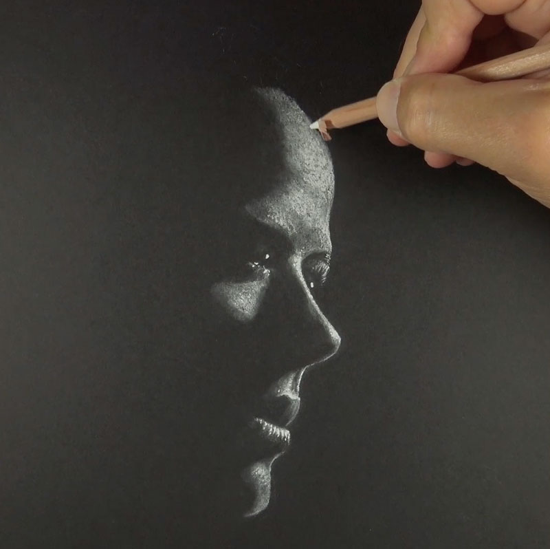 800x798 How To Draw With White Charcoal On Black Paper - Drawing On Black Paper