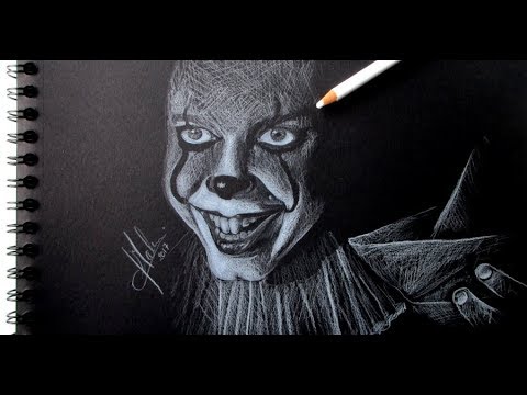 480x360 It Pennywise - Drawing On Black Paper