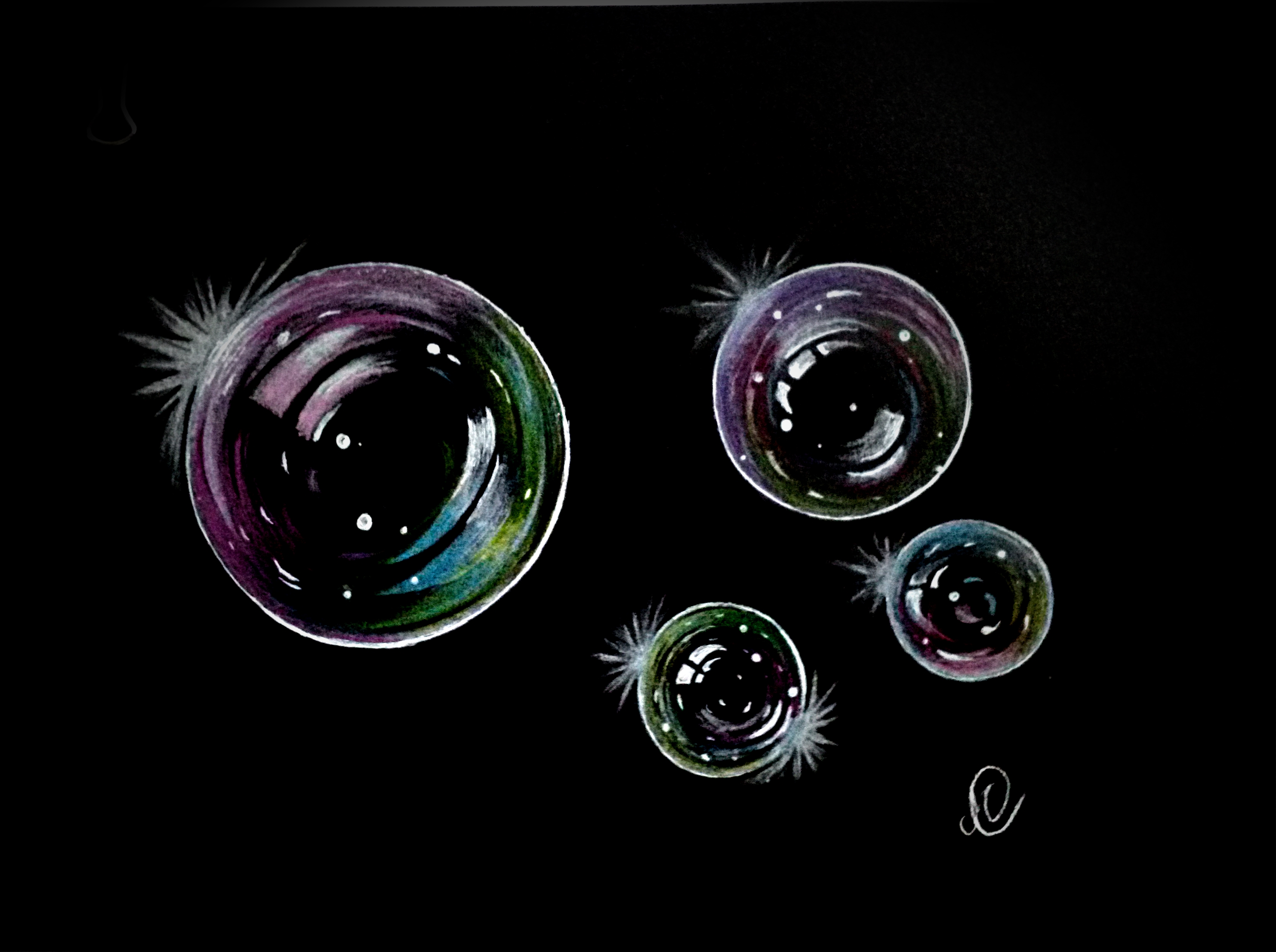 2966x2213 Bubbles Drawing On Black Paper Steemit - Drawing On Black Paper