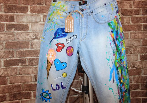 570x399 Clothing Painted Jeans, Jeans Drawing - Drawing On Jeans