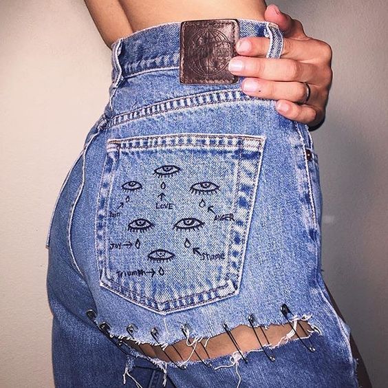 564x564 Have N Draw Eyes On Jean Pocket Diy Clothes In Diy - Drawing On Jeans