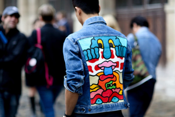 610x407 Jacket, Denim Jacket, Drawing, Streetstyle - Drawing On Jeans