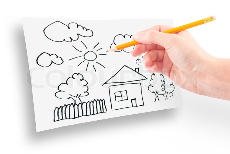 800x535 Woman's Hand With The Pencil Drawing Stock Photo Colourbox - Drawing On Paper