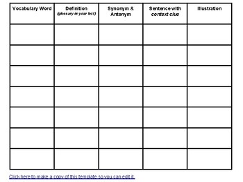 350x263 Vocabulary Template - Drawing On Pdf