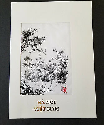 333x400 Asian Vietnam Black Ink Drawing On Rice Paper On Card Women - Drawing On Rice Paper