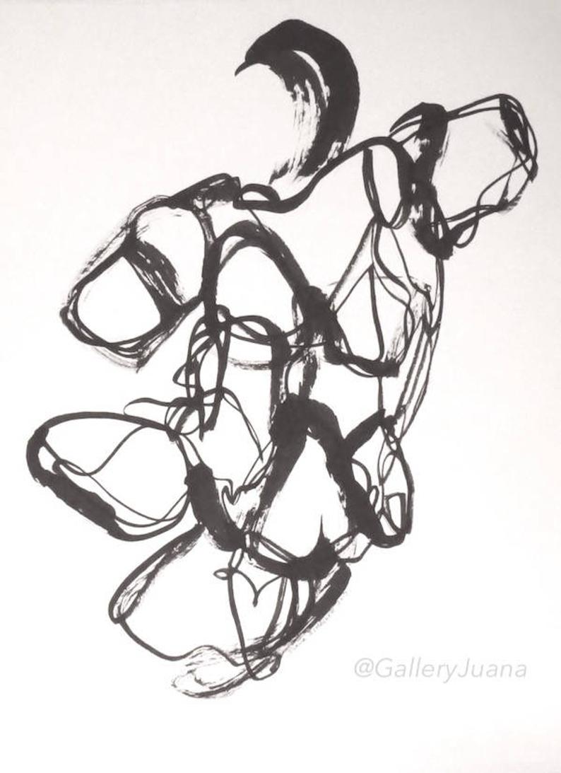 794x1093 Abstract Figure Sumi Ink On Rice Paper Original Painting Etsy - Drawing On Rice Paper