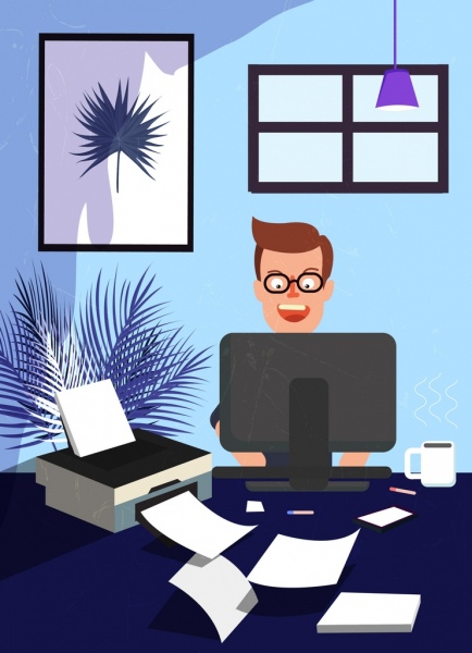 434x600 Work Space Drawing Man Printer Computer Icons Free Vector In Adobe - Drawing On The Computer For Free