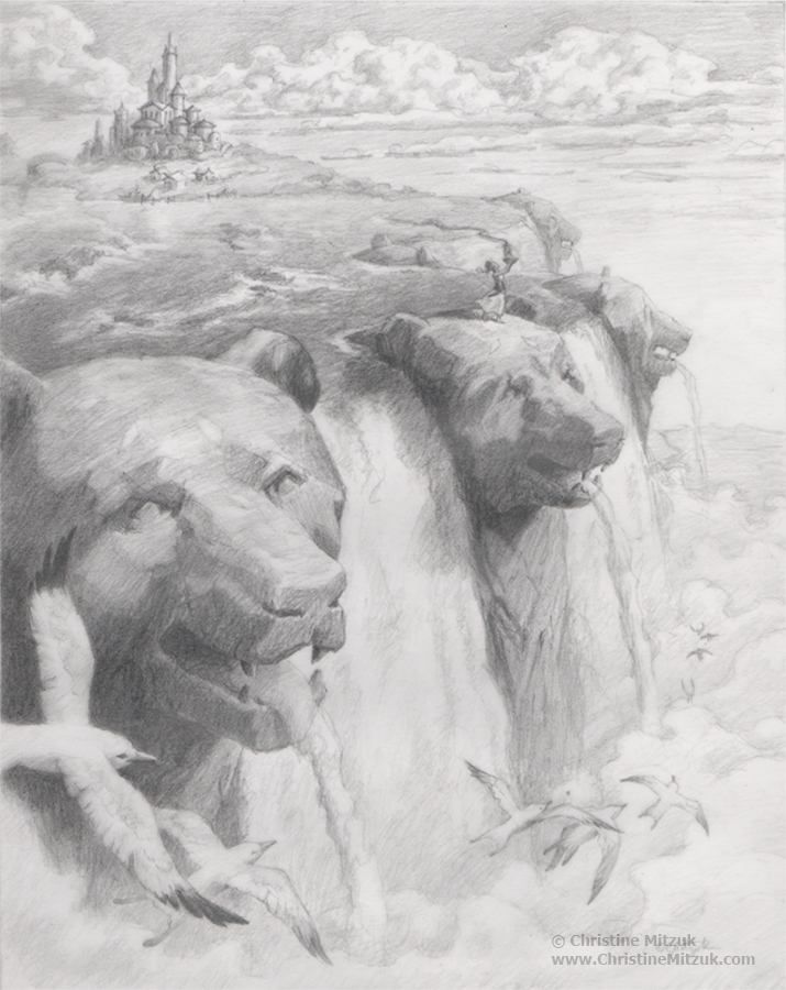 715x900 bear cliffs drawing completed christine mitzuk art - Drawing On Vellum