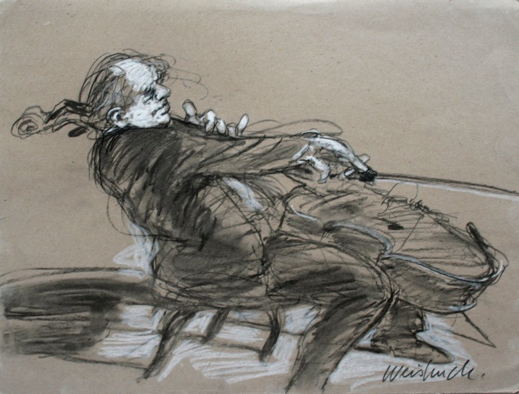 750x570 claude weisbuch signed original drawing with pastel on a thick - Drawing On Vellum