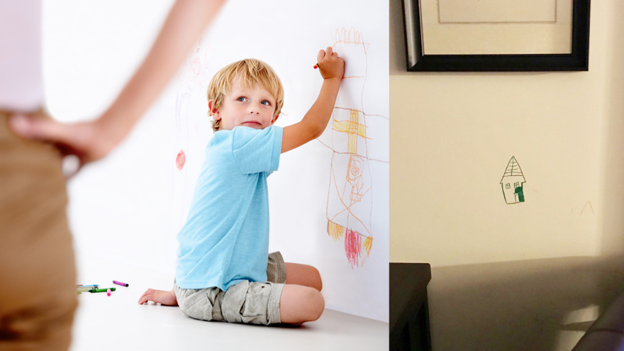 880x495 parent's genius solution for kid's drawing on the wall - Drawing On Wall