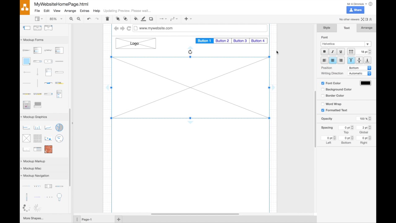 1280x720 creating a website wireframe in draw io - Drawing On Webpage