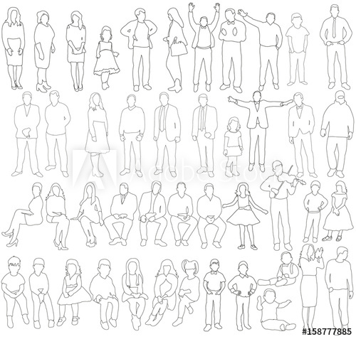 500x477 vector, isolated, outlines of people, man, girls, children - Drawing Outlines Of People