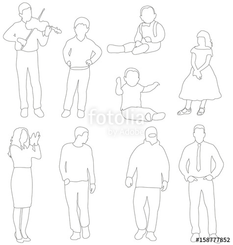 475x500 outlines of people, man, girls, children, collection, sketch - Drawing Outlines Of People