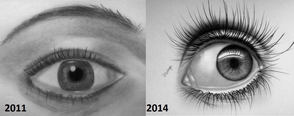 1024x405 Eye Drawing Progress In Years Drawing - Drawing Over Photos