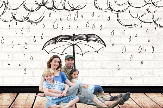 626x417 Family With A Drawing Of Rain Over Them Photo Free Download - Drawing Over Photos