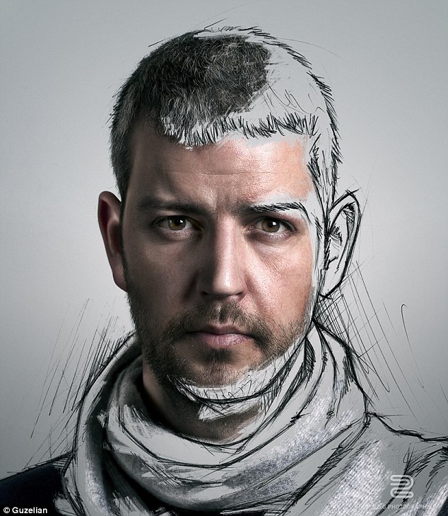 634x729 French Artist Combines Photography And Paint Work To Create New - Drawing Over Photos