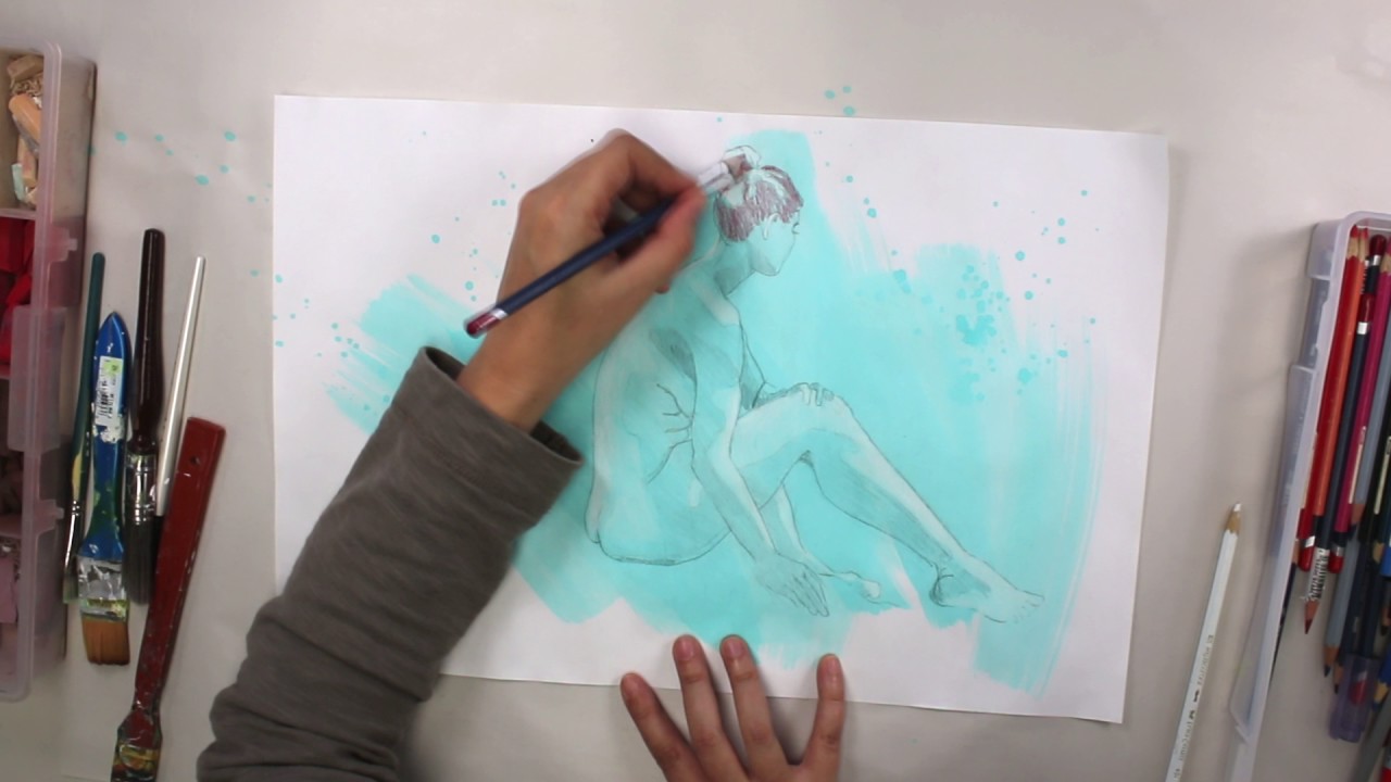 1280x720 How To Paint Over Life Drawings With Mixed Media - Drawing Over Photos