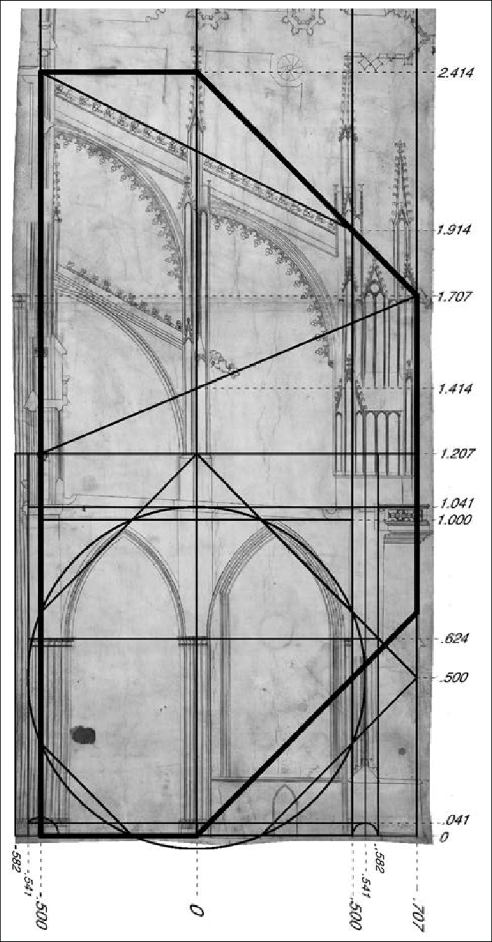 700x1340 Drawing Showing Section Of Prague Cathedral - Drawing Overlay