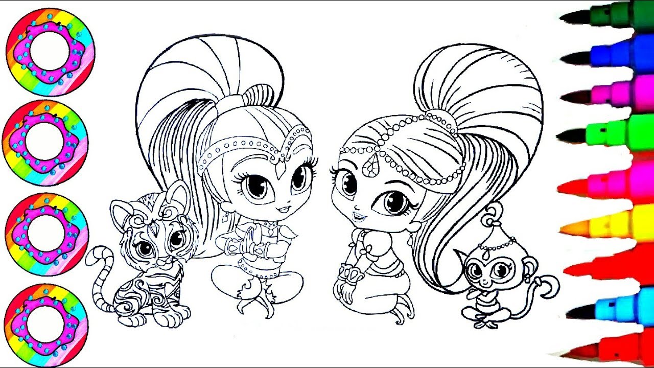 1280x720 Coloring Drawings Shimmer And Shine With Their Rainbow Sparkle - Drawing Pages