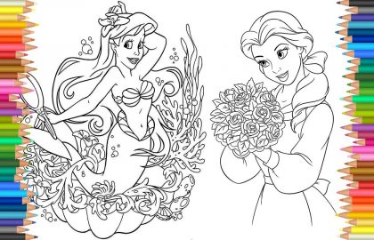 420x270 Coloring Pages Disney Princess Belle And Ariel L Drawing Pages - Drawing Pages