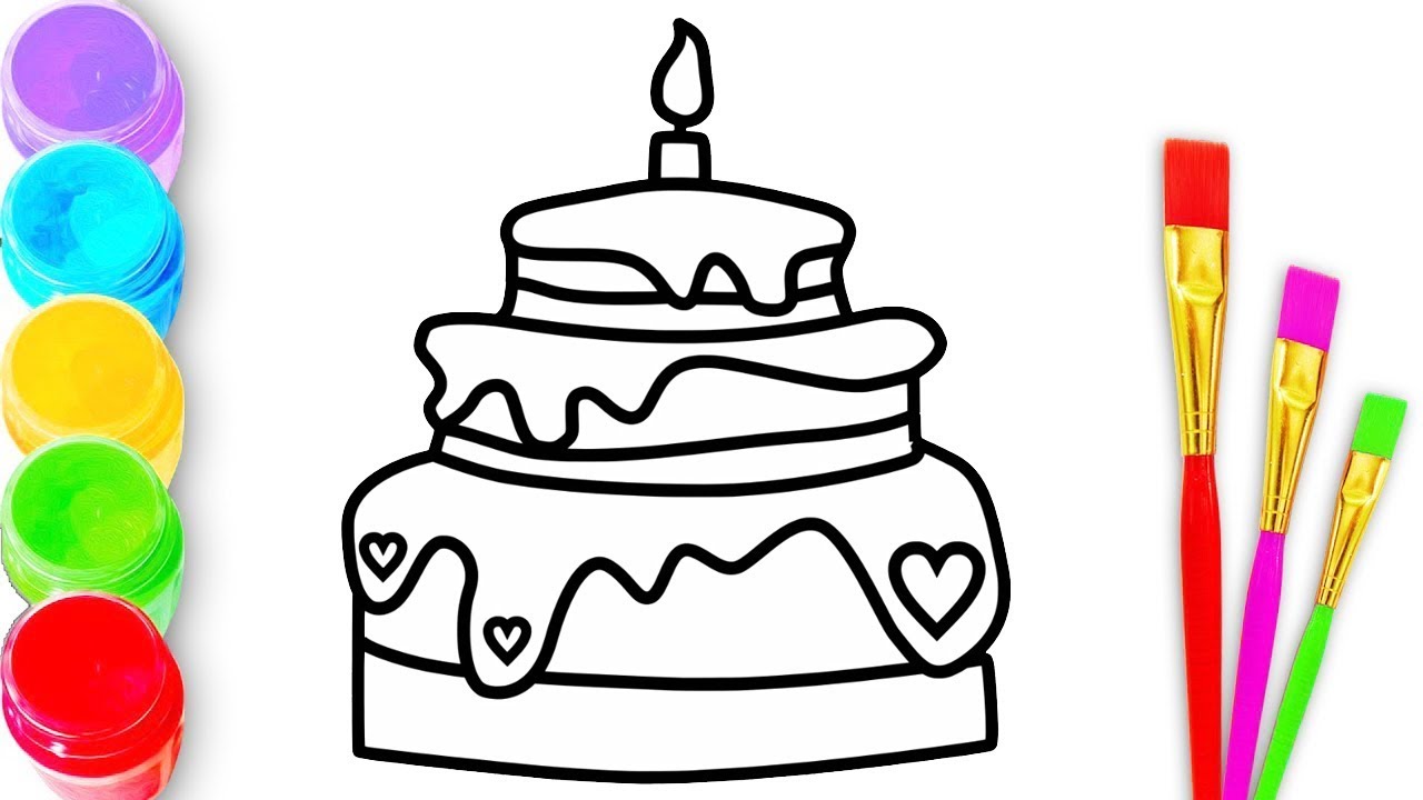 1280x720 Coloring Cake Drawing Coloring Pages For Kids Tv - Drawing Pages For Kids