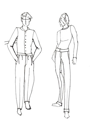 299x400 how to draw pants for male fashion figures - Drawing Pants