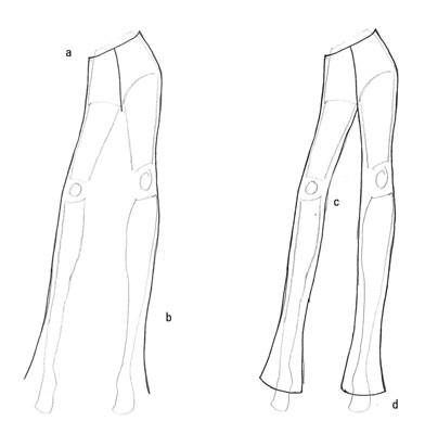 392x400 how to draw a basic pair of fashion pants - Drawing Pants