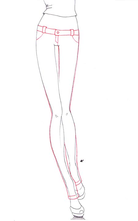 450x717 how to draw leather pants i draw fashion - Drawing Pants