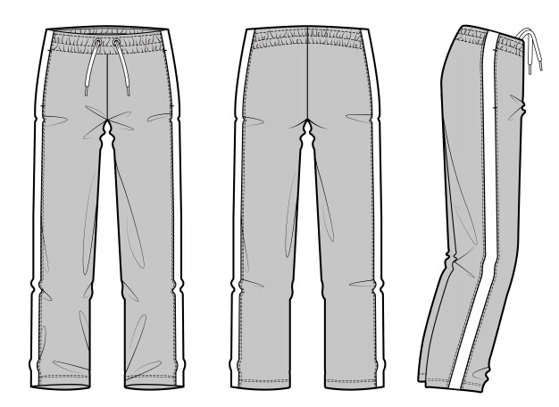 626x456 athletic pants fashion flat technical drawing template vector - Drawing Pants