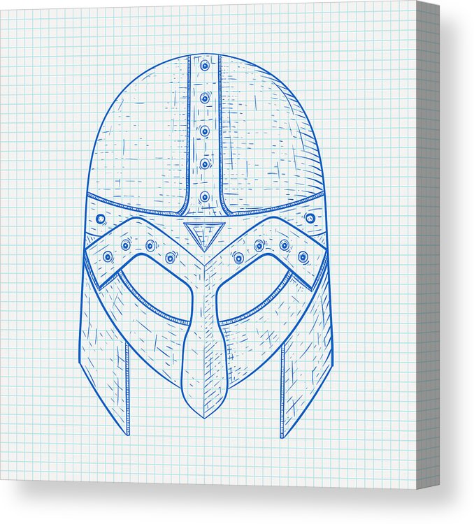 678x750 Viking Helmet Hand Drawn Sketch On Lined Paper Background Canvas - Drawing Paper Background