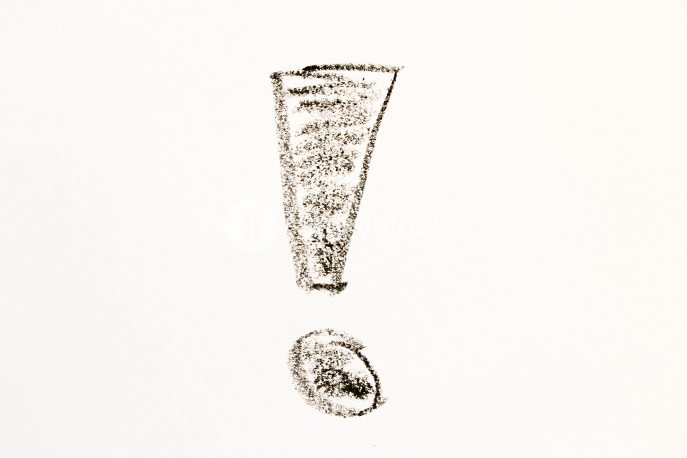 1000x667 Black Color Oil Pastel Drawing In Exclamation Mark With Blank - Drawing Paper Background