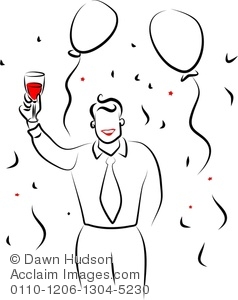 238x300 Clipart Image Of Simple Line Drawing Of A Man Celebrating - Drawing Party
