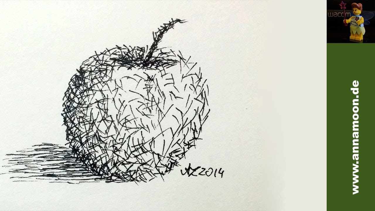 1280x720 how to draw an apple with no outlines using faber castell pitt - Drawing Pen Art