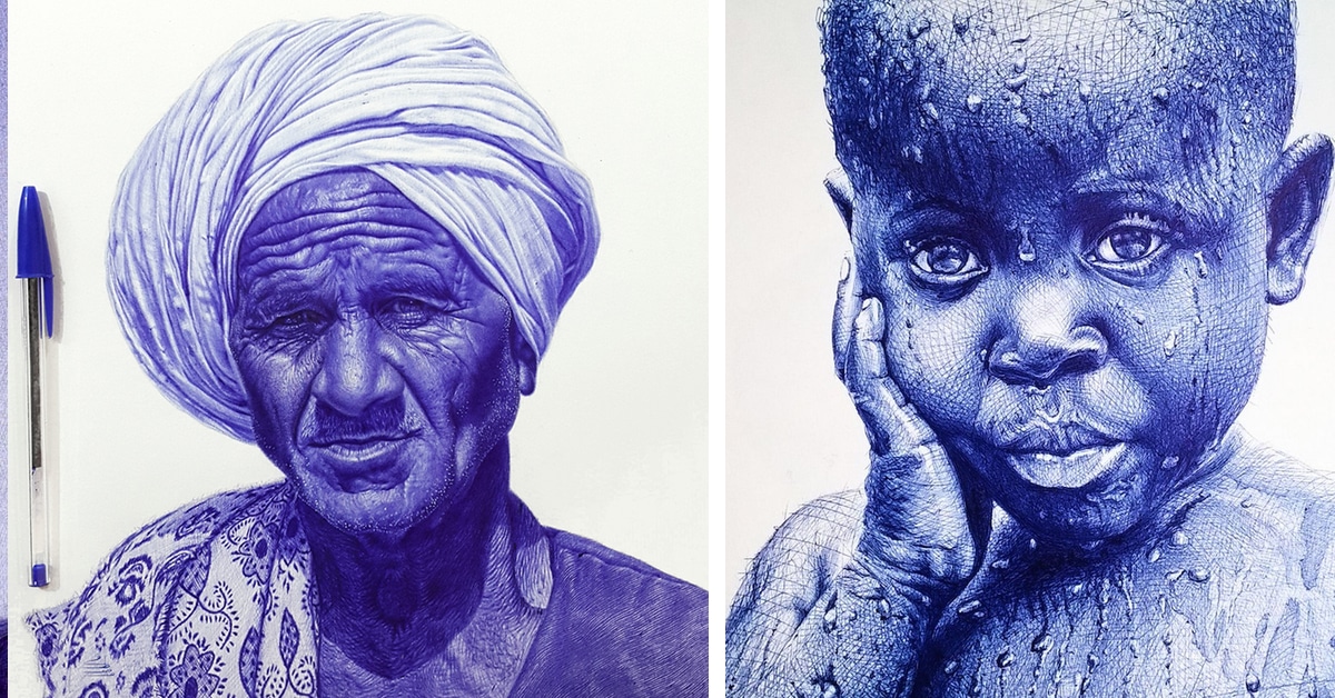 1200x628 Pieces Of Ballpoint Pen Art And Photorealistic Portraits - Drawing Pen Art