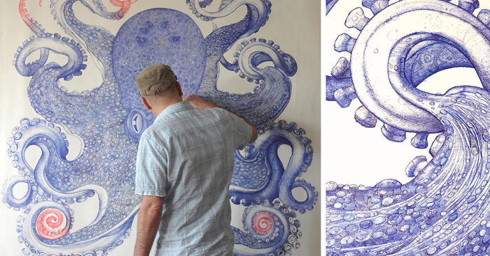 700x367 Artist Spends Year Using Only Discarded Ballpoint Pens To Draw - Drawing Pen Art