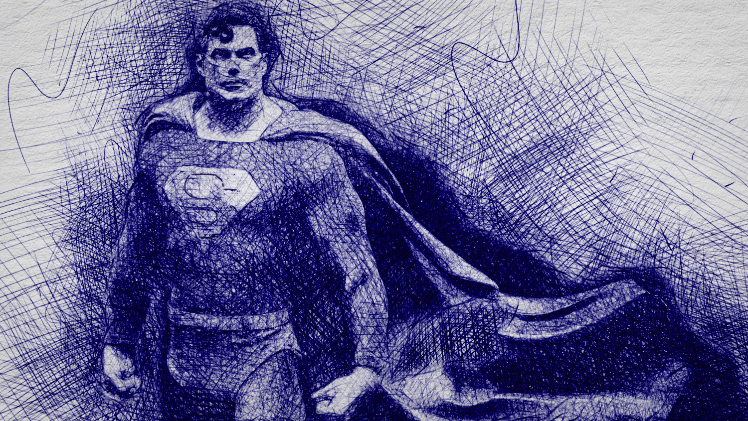 1500x845 Superman Pen Drawing Drawing - Drawing Pen Drawing