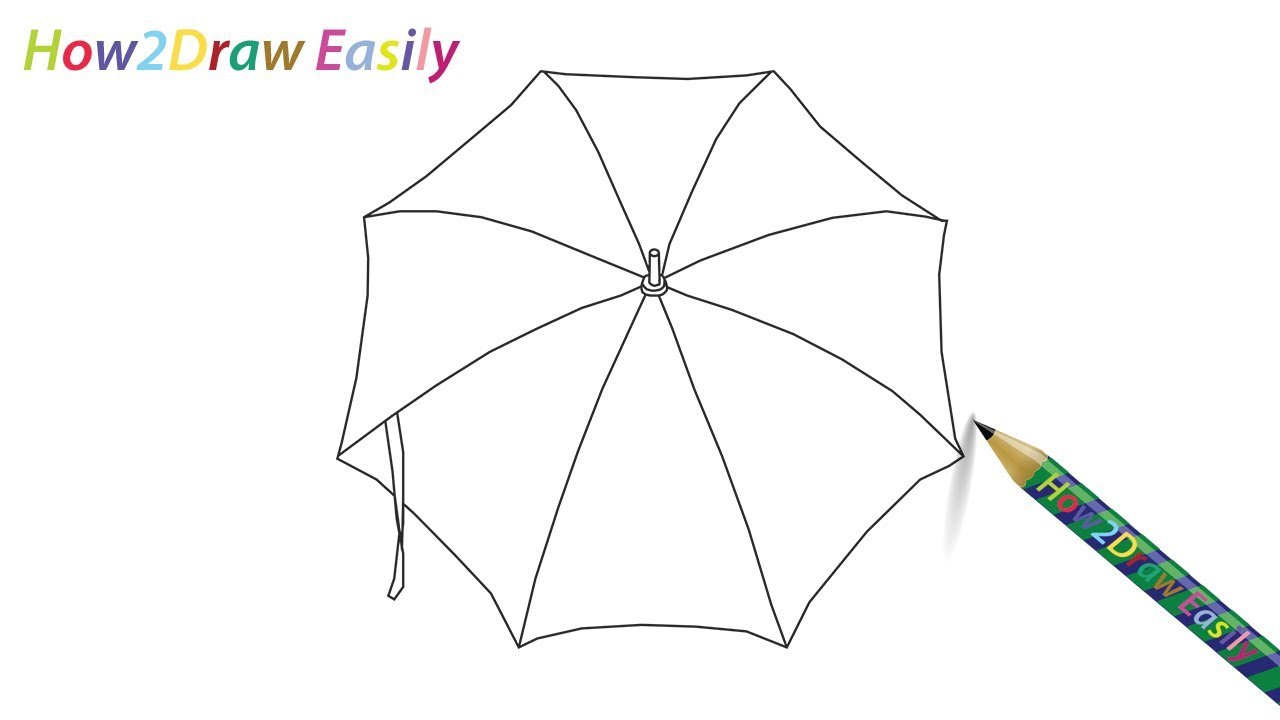 1280x720 How To Draw An Umbrella Back Easy Step - Drawing Picture Of Umbrella