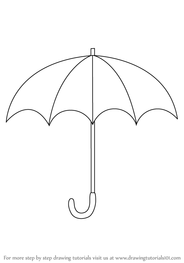 592x844 Learn How To Draw An Open Umbrella - Drawing Picture Of Umbrella
