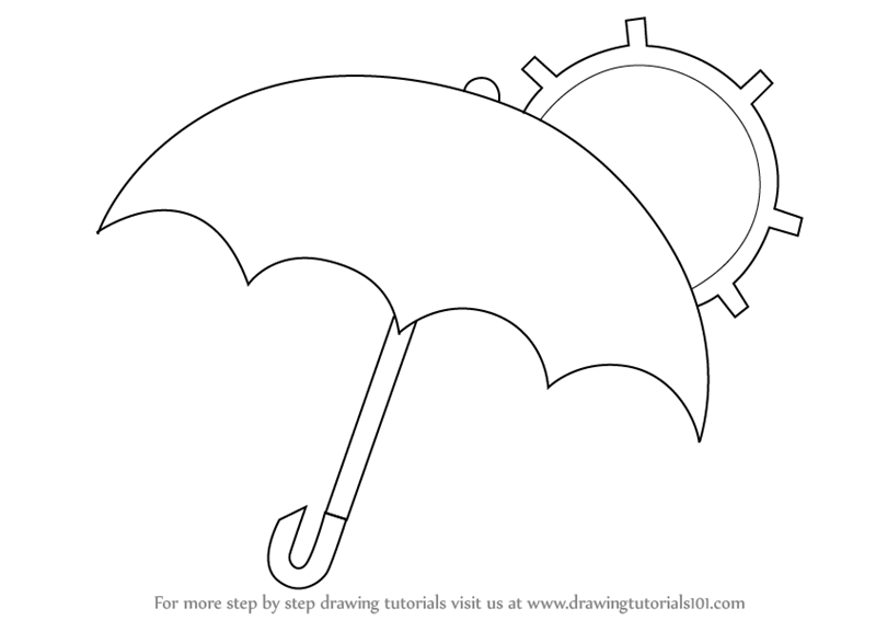800x566 Learn How To Draw An Umbrella With Sun - Drawing Picture Of Umbrella