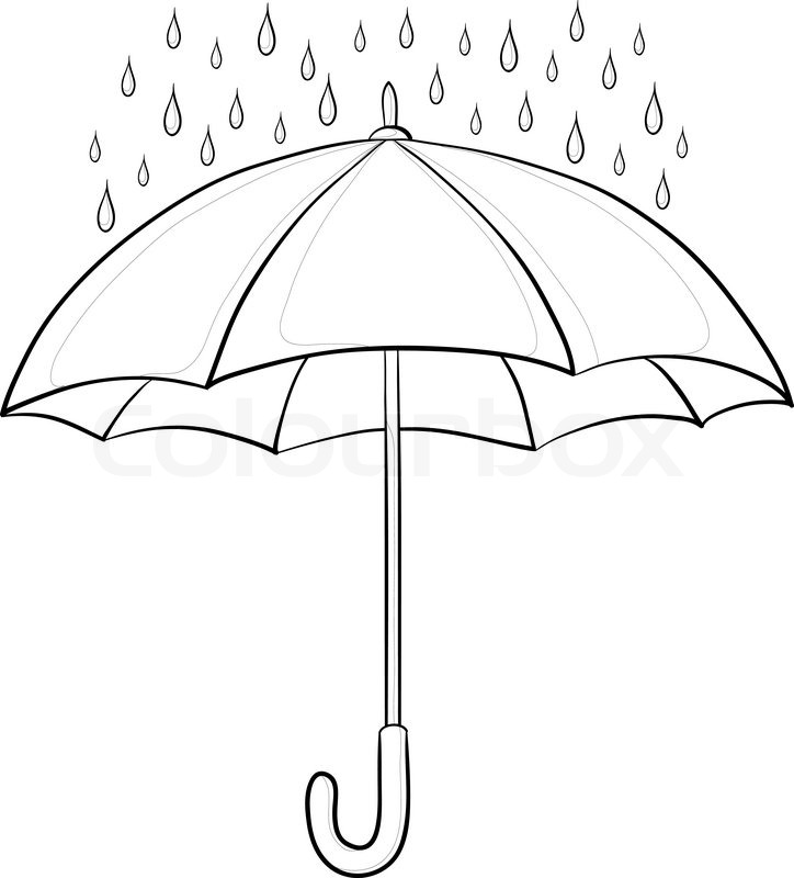 724x800 Vector, Umbrella And Rain Drops, Stock Vector Colourbox - Drawing Picture Of Umbrella