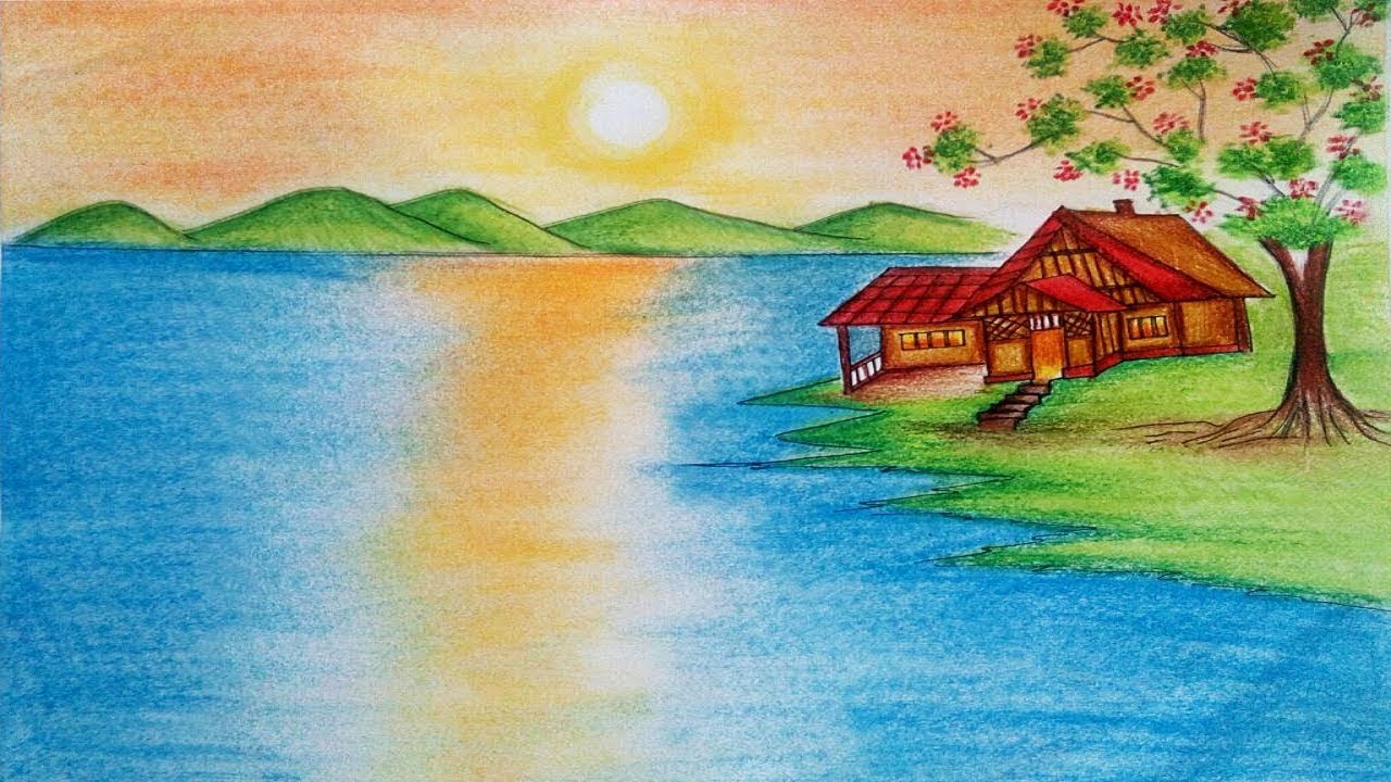 1280x720 Natural Scenery Drawing - Drawing Pictures Nature