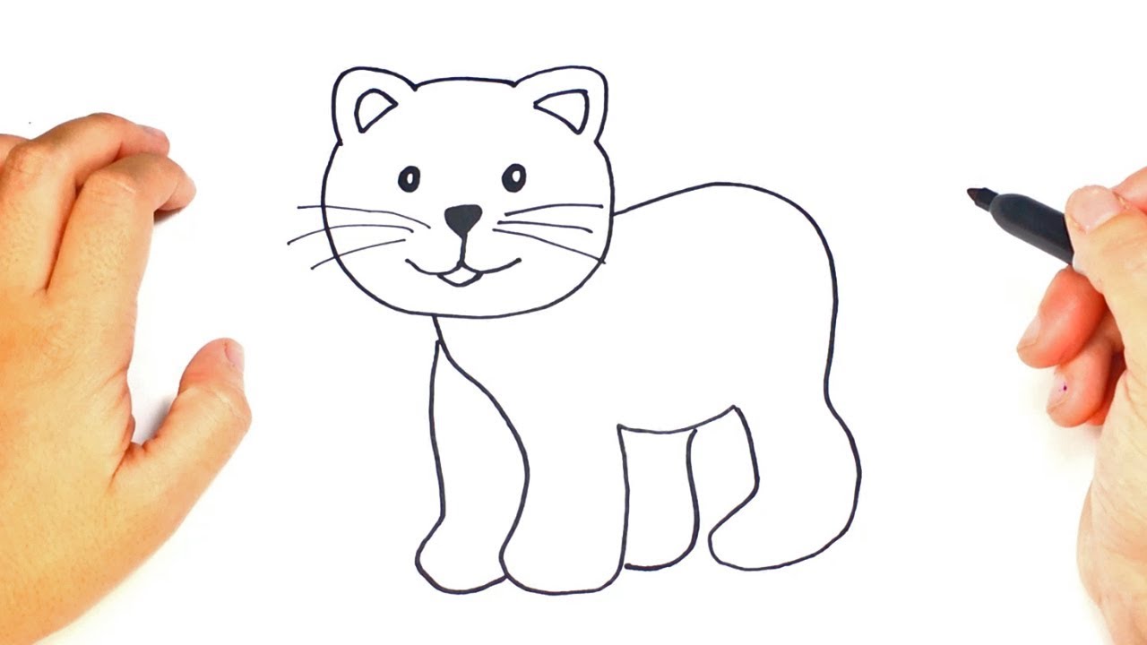 1280x720 How To Draw A Cat Easily Step - Drawing Pictures Of Cat