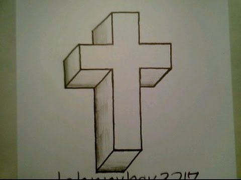 480x360 how to draw a cross crucifix easy optical illusion step - Drawing Pictures Of Crosses