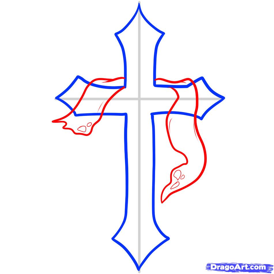 951x951 How To Draw A Cross, Cross, Step - Drawing Pictures Of Crosses